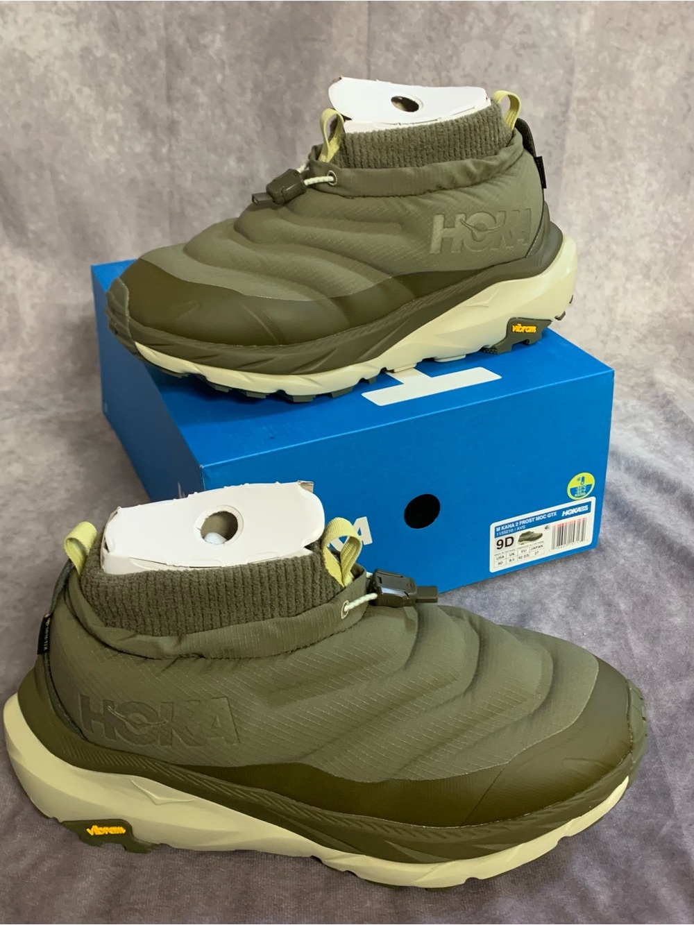 Hoka One Kaha 2 Frost Moc GORE-TEX Mens 9 D Spruce Green Olive Winter Shoes NWB